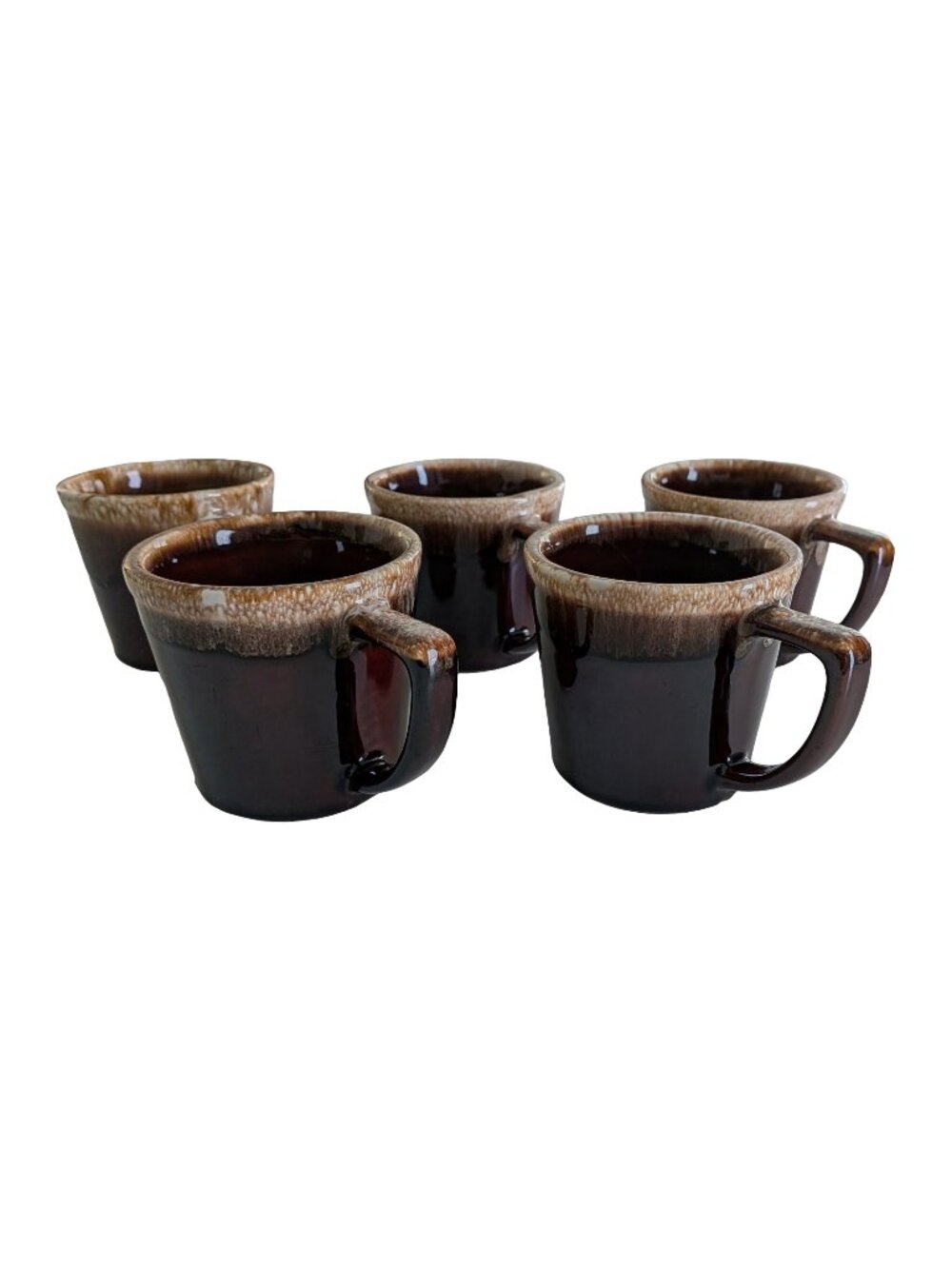 Vintage McCoy Pottery Brown Drip Mugs (c. 1979), Set of 5